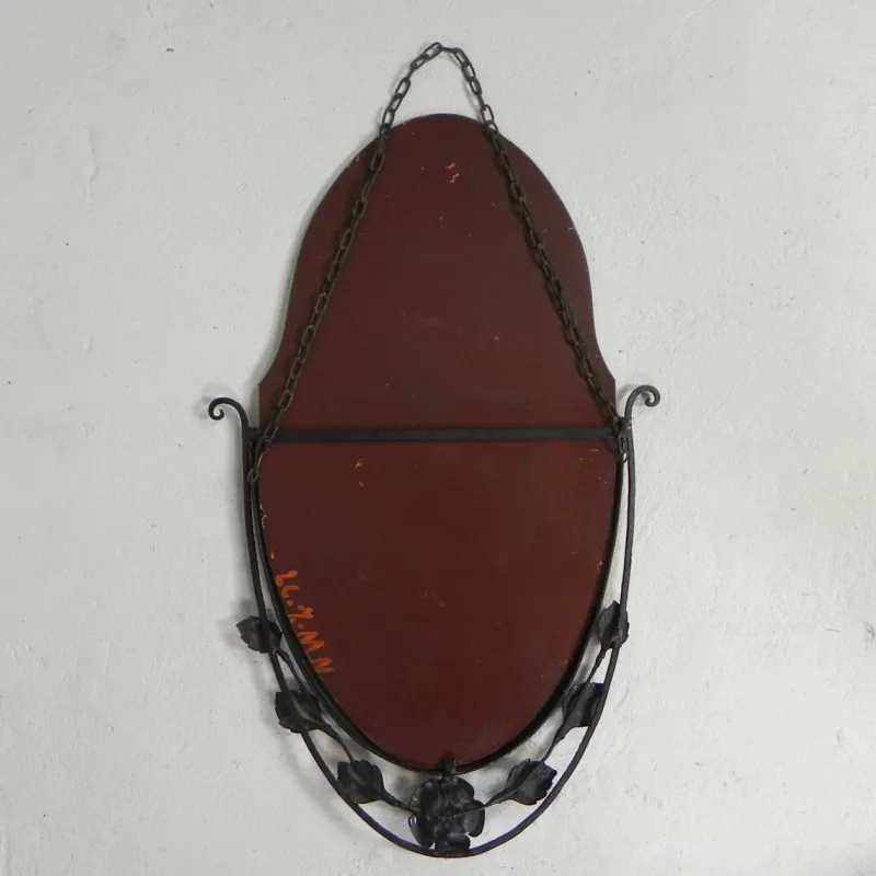 Sale Pamono Art Deco Mirror with Facet-Cut Glass in a Steel Frame, 1930s