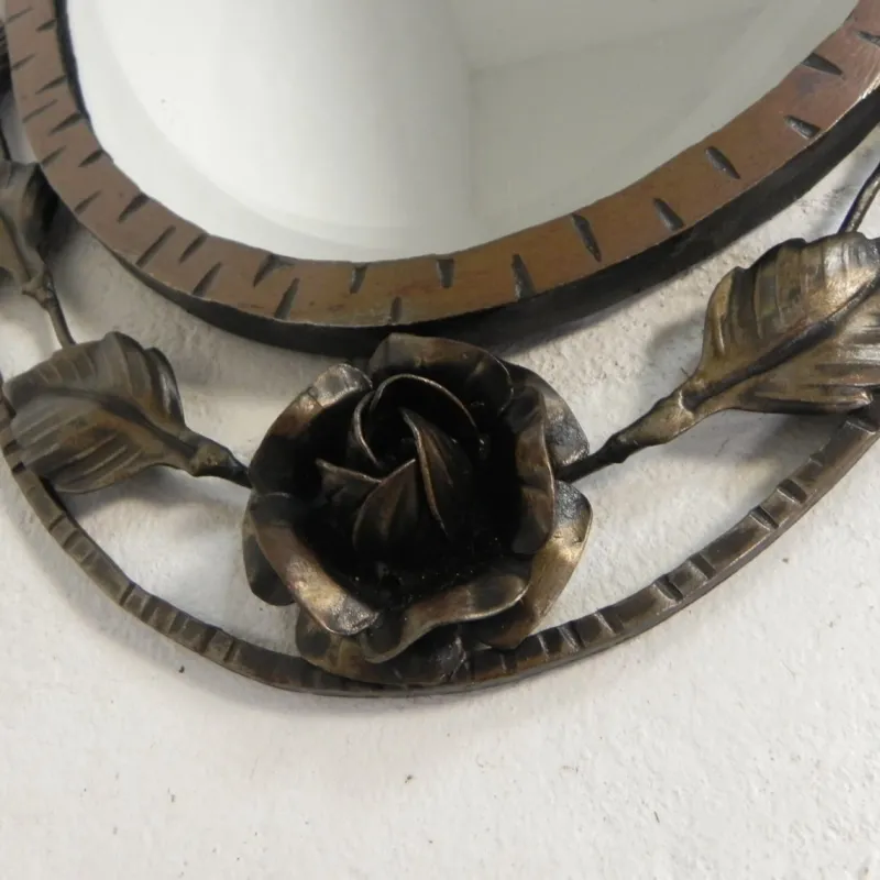 Sale Pamono Art Deco Mirror with Facet-Cut Glass in a Steel Frame, 1930s