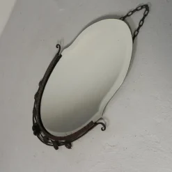 Sale Pamono Art Deco Mirror with Facet-Cut Glass in a Steel Frame, 1930s
