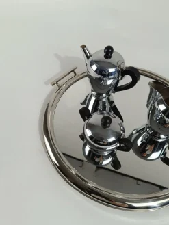 Outlet Pamono Art Deco Mirrored Round Tray in Chromed Metal, Italy, 1930s
