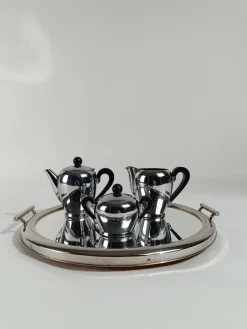 Outlet Pamono Art Deco Mirrored Round Tray in Chromed Metal, Italy, 1930s