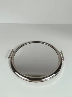 Outlet Pamono Art Deco Mirrored Round Tray in Chromed Metal, Italy, 1930s