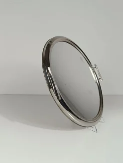 Outlet Pamono Art Deco Mirrored Round Tray in Chromed Metal, Italy, 1930s