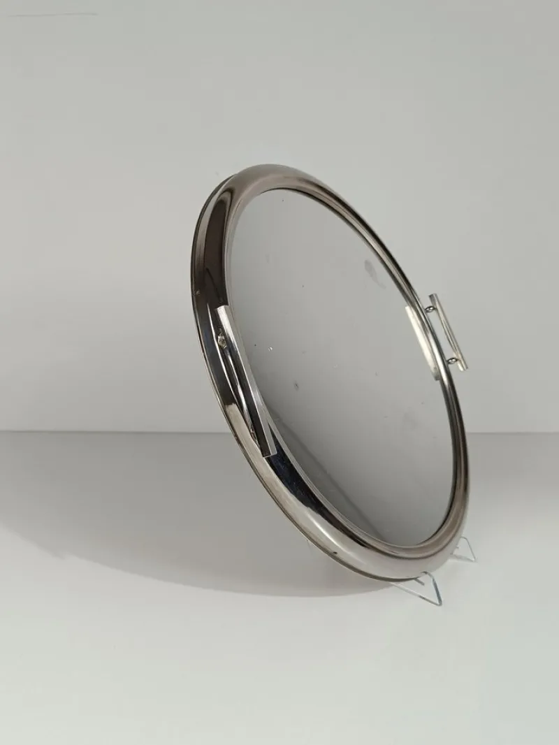 Outlet Pamono Art Deco Mirrored Round Tray in Chromed Metal, Italy, 1930s