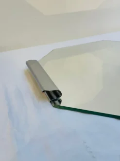 Pamono Art Deco Mirrored Tray with Metal Handles, 1920s><noscript><img width=