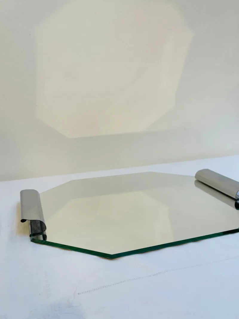 Pamono Art Deco Mirrored Tray with Metal Handles, 1920s> Trays