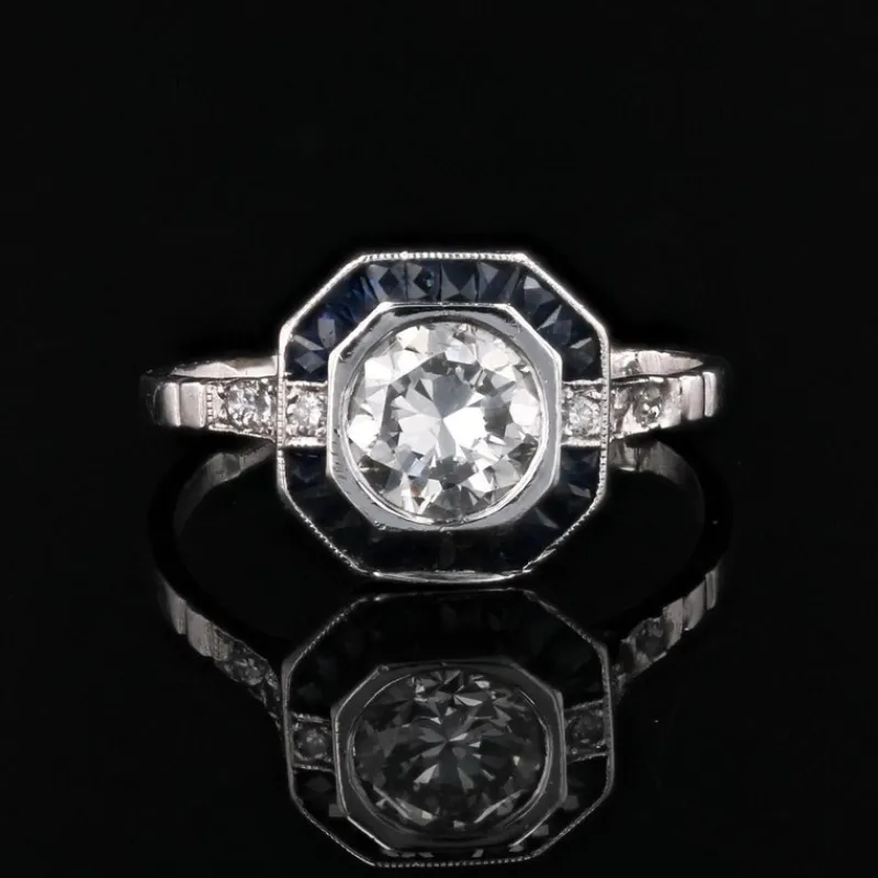 Outlet Pamono Art Deco Modern Sapphires Diamonds Platinum Ring