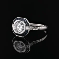Outlet Pamono Art Deco Modern Sapphires Diamonds Platinum Ring
