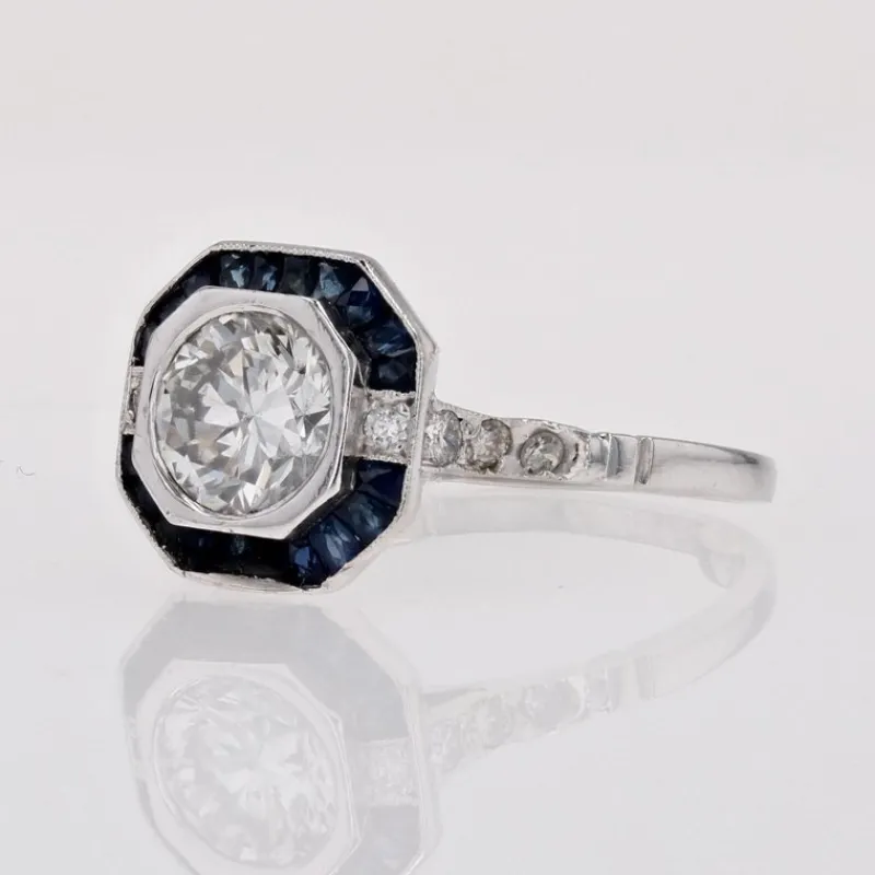 Outlet Pamono Art Deco Modern Sapphires Diamonds Platinum Ring