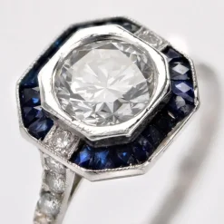 Outlet Pamono Art Deco Modern Sapphires Diamonds Platinum Ring
