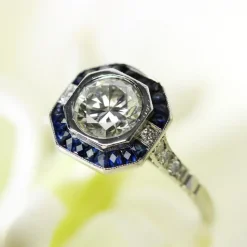 Outlet Pamono Art Deco Modern Sapphires Diamonds Platinum Ring