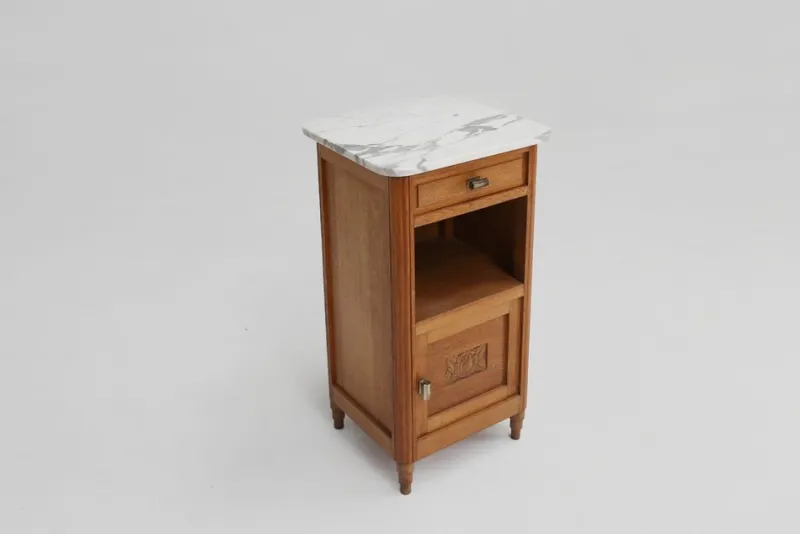 Pamono Art Deco Nightstand in Wood and Marble, 1930s> Nightstands