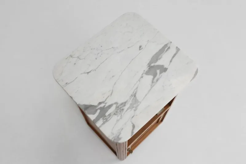 Pamono Art Deco Nightstand in Wood and Marble, 1930s> Nightstands