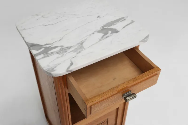 Pamono Art Deco Nightstand in Wood and Marble, 1930s> Nightstands