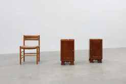 Pamono Art Deco Nightstands in Oak with Marble Tops, France, 1920s, Set of 2><noscript><img width=