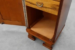 Pamono Art Deco Nightstands in Oak with Marble Tops, France, 1920s, Set of 2><noscript><img width=