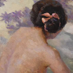Pamono Art Deco Nude Woman, 20th Century, Oil on Panel, Framed><noscript><img width=