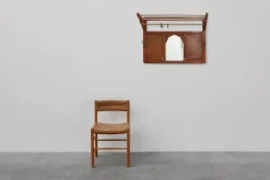 Pamono Art Deco Oak Carved Wall Coat Rack with Mirror, France, 1920s> Racks, Hooks & Valets