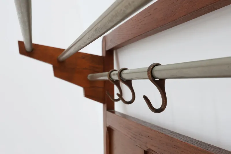 Pamono Art Deco Oak Carved Wall Coat Rack with Mirror, France, 1920s> Racks, Hooks & Valets