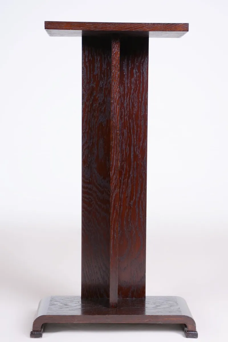 Pamono Art Deco Oak Pedestal, 1930s> Pedestals And Columns