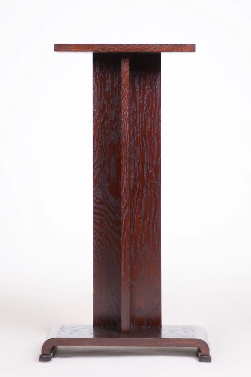 Pamono Art Deco Oak Pedestal, 1930s> Pedestals And Columns
