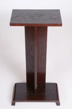 Pamono Art Deco Oak Pedestal, 1930s><noscript><img width=