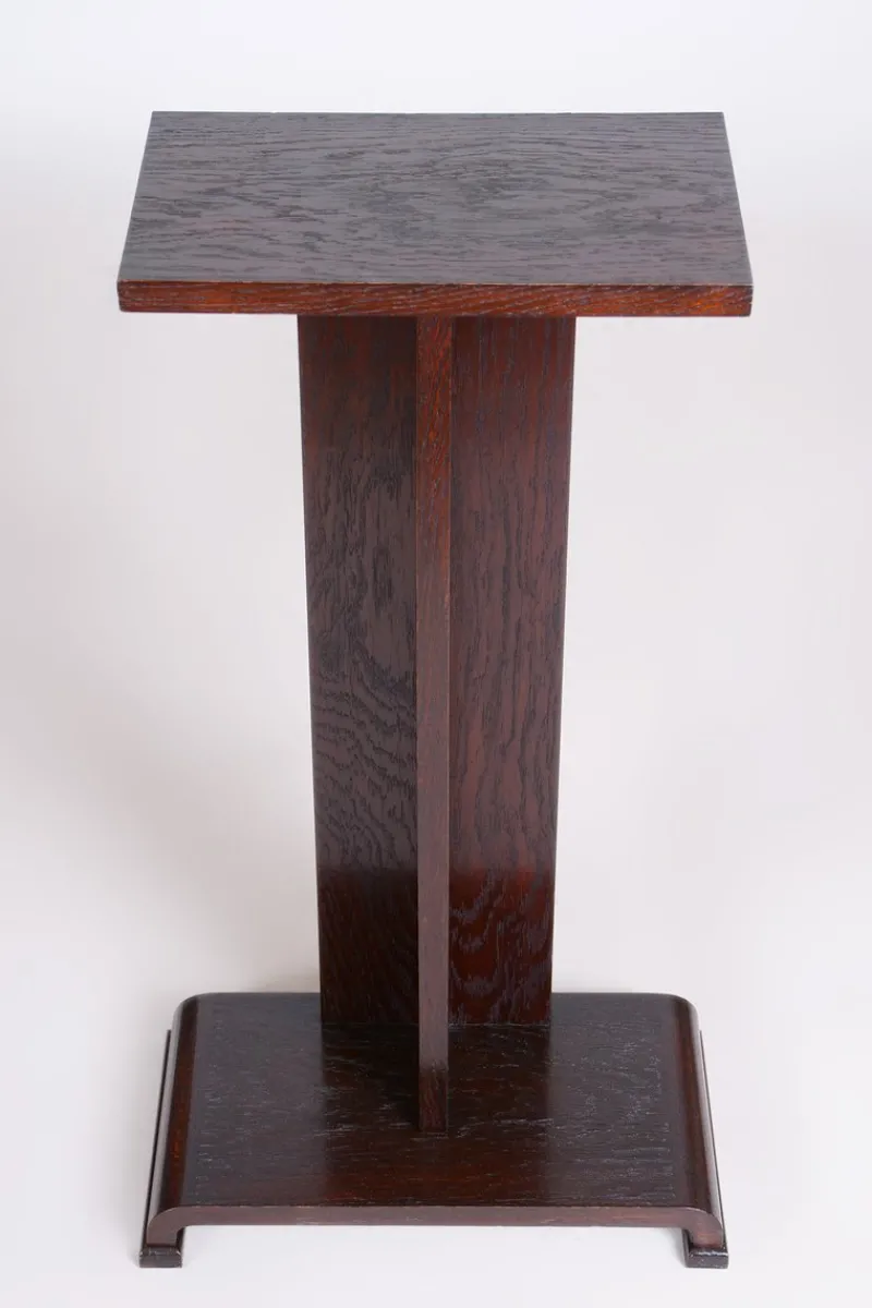 Pamono Art Deco Oak Pedestal, 1930s> Pedestals And Columns