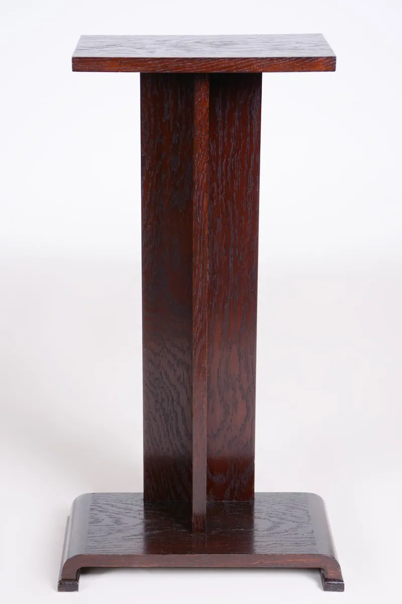 Pamono Art Deco Oak Pedestal, 1930s> Pedestals And Columns