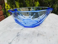 Pamono Art Deco Octagonal Blue Glass Platter, 1920s> Serving Dishes