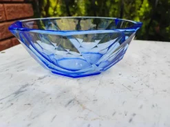 Pamono Art Deco Octagonal Blue Glass Platter, 1920s> Serving Dishes