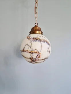 Pamono Art Deco Pendant Light in Speckled Satin Opaline, 1930s> Ceiling Lights