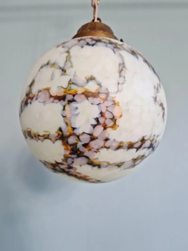 Pamono Art Deco Pendant Light in Speckled Satin Opaline, 1930s> Ceiling Lights
