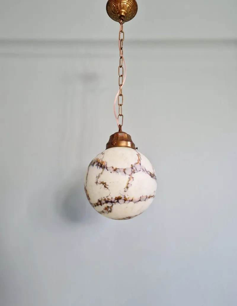 Pamono Art Deco Pendant Light in Speckled Satin Opaline, 1930s> Ceiling Lights