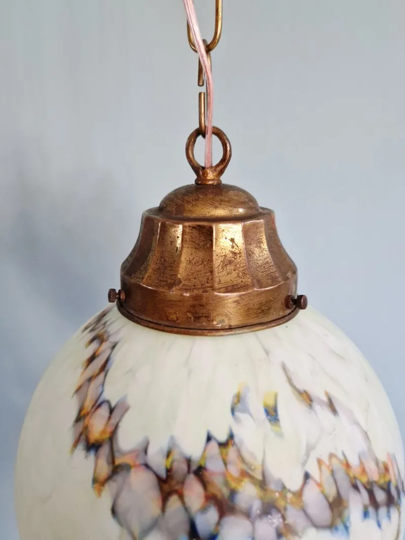 Pamono Art Deco Pendant Light in Speckled Satin Opaline, 1930s> Ceiling Lights