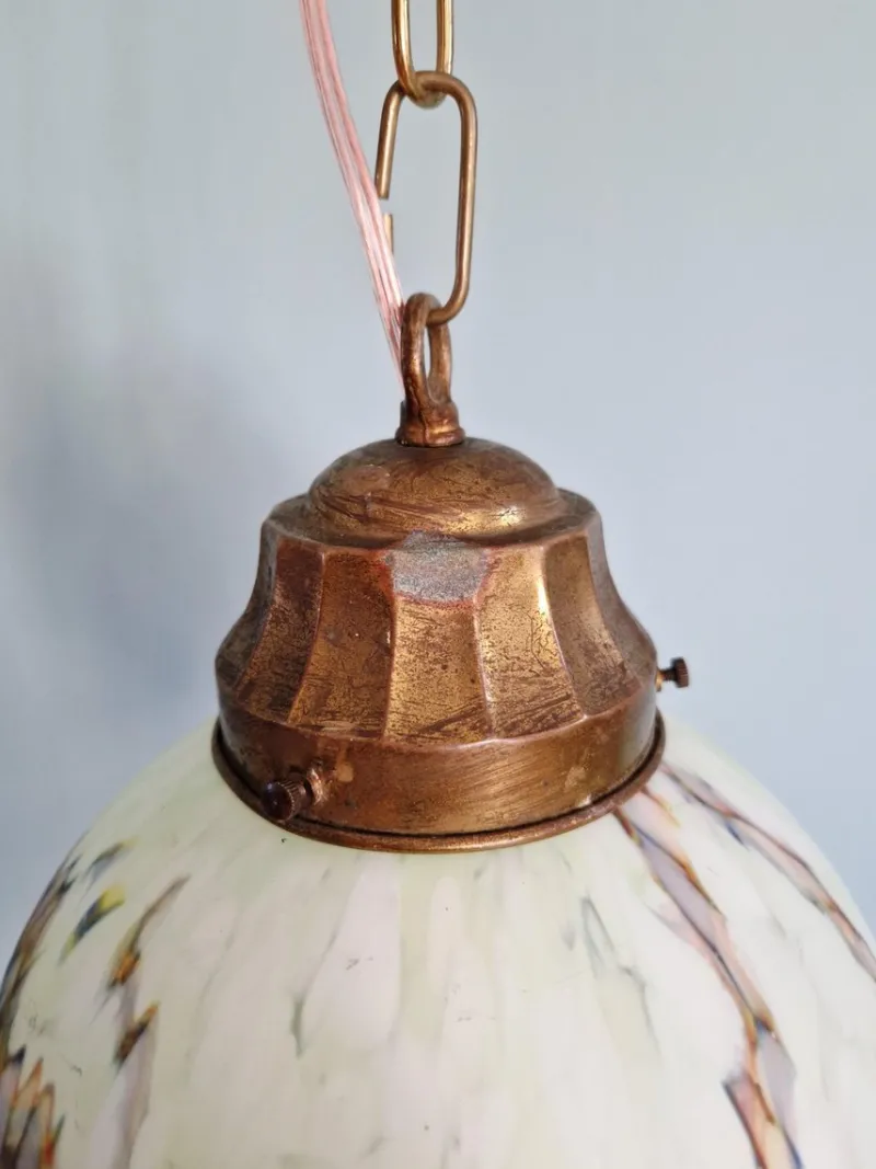 Pamono Art Deco Pendant Light in Speckled Satin Opaline, 1930s> Ceiling Lights