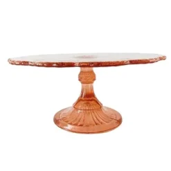 Discount Pamono Art Deco Pink Cake Plateau from Luxval Val St. Lambert, 1930s