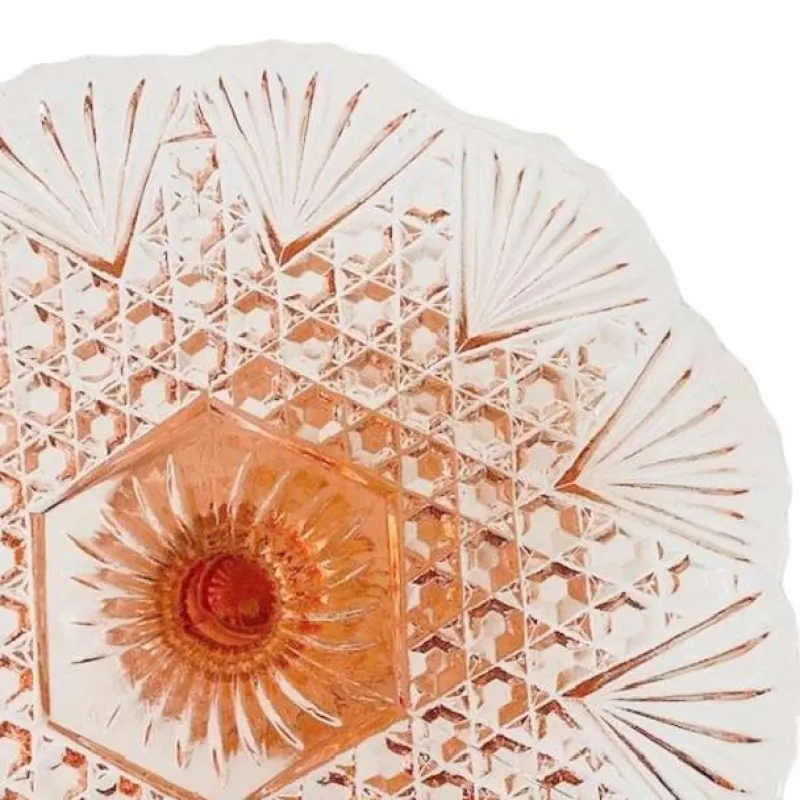 Discount Pamono Art Deco Pink Cake Plateau from Luxval Val St. Lambert, 1930s