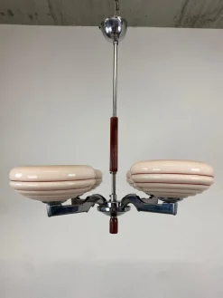 Clearance Pamono Art Deco Pink Chandelier, 1930s