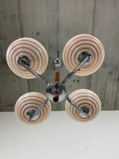 Clearance Pamono Art Deco Pink Chandelier, 1930s