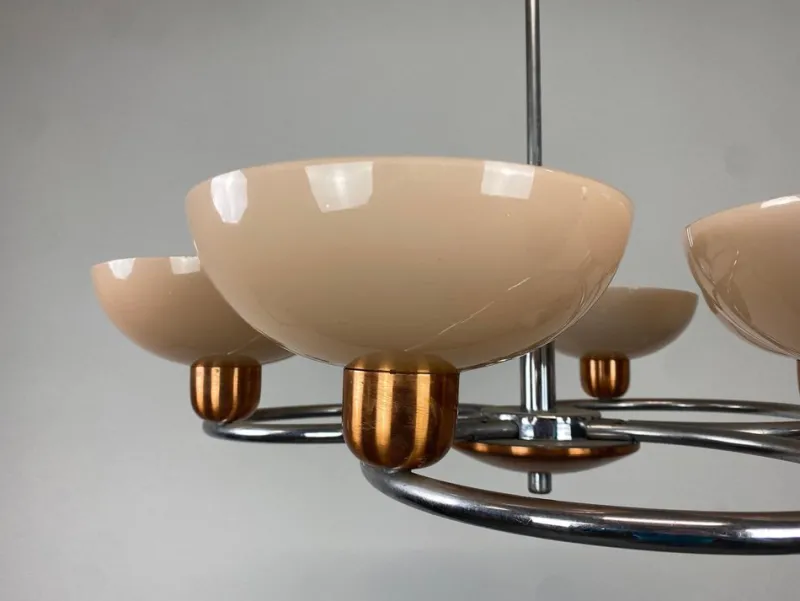 Discount Pamono Art Deco Pink Chandelier, 1930s