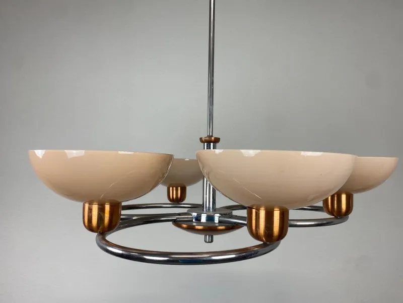 Discount Pamono Art Deco Pink Chandelier, 1930s