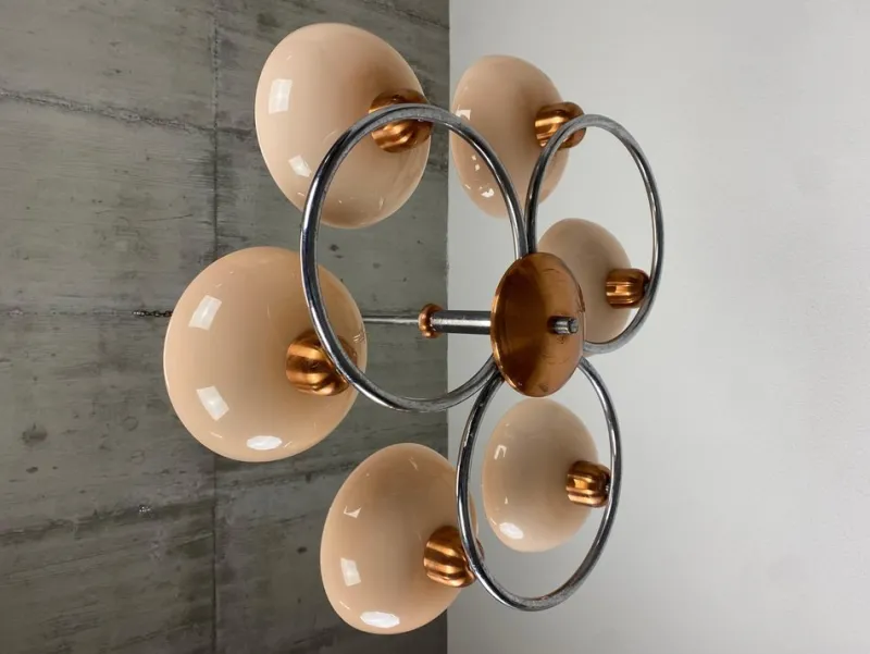 Discount Pamono Art Deco Pink Chandelier, 1930s
