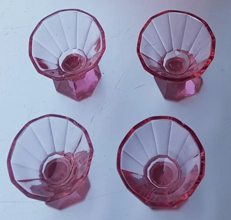 Hot Pamono Art Deco Pink Crystal Glass Decanter with Glasses, Set of 3