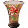 Hot Pamono Art Deco Pink Glass Vase with Hand-Painted Flowers, 1930s