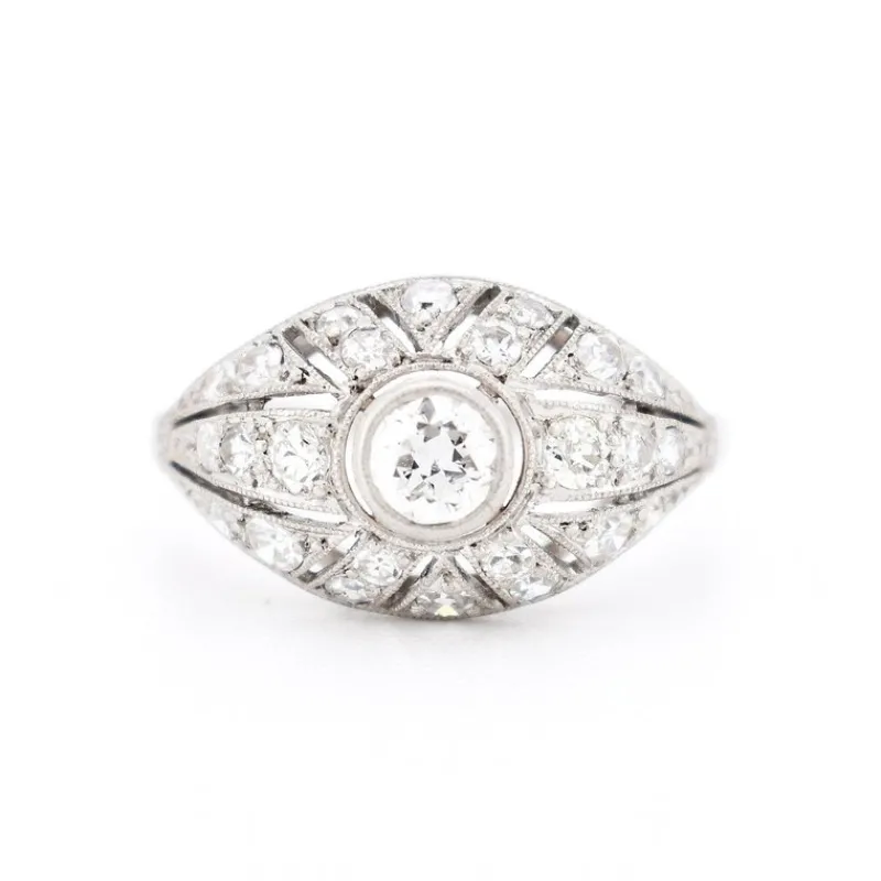 Online Pamono Art Deco Platinum and Diamond Ring, 20th Century