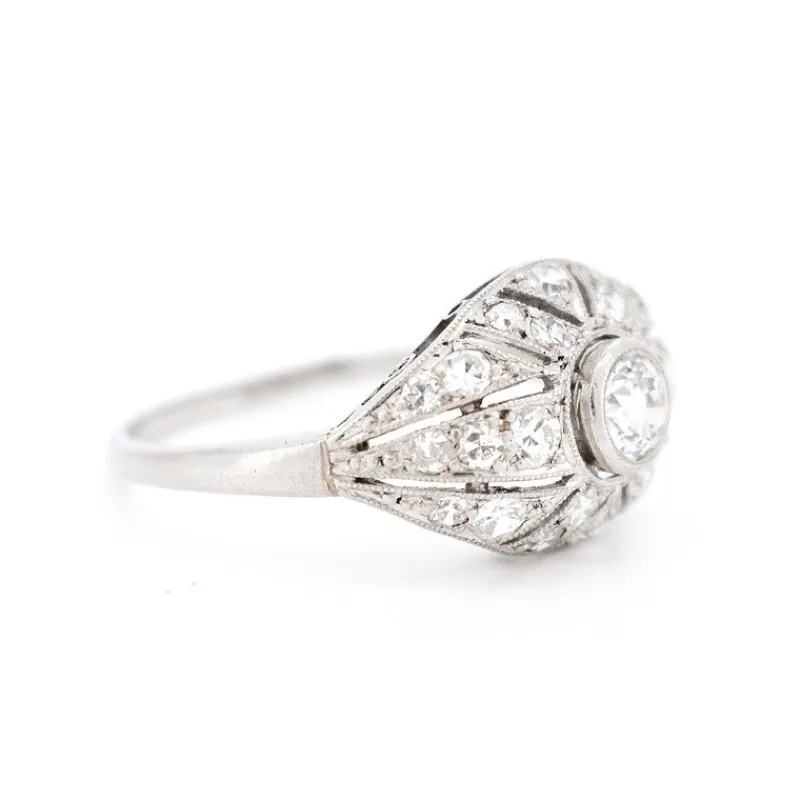 Online Pamono Art Deco Platinum and Diamond Ring, 20th Century