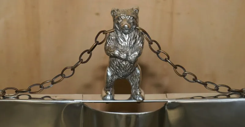 Pamono Art Deco Polished Chrome Fire Guard Screen with Bear on Top, 1920s> Fireplaces And Mantels