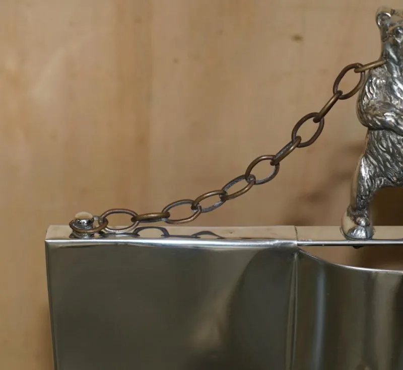 Pamono Art Deco Polished Chrome Fire Guard Screen with Bear on Top, 1920s> Fireplaces And Mantels