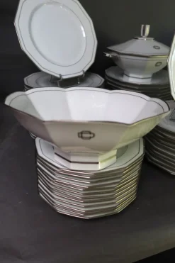 New Pamono Art Deco Porcelain Dinner Service, Set of 66