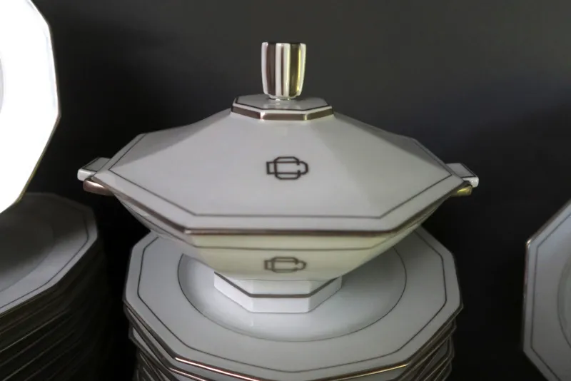 New Pamono Art Deco Porcelain Dinner Service, Set of 66